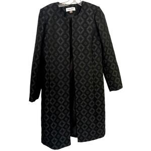 NWOT CALVIN KLEIN Women's Black Open Front Topper Jacket Top, Black Jacquard, 6